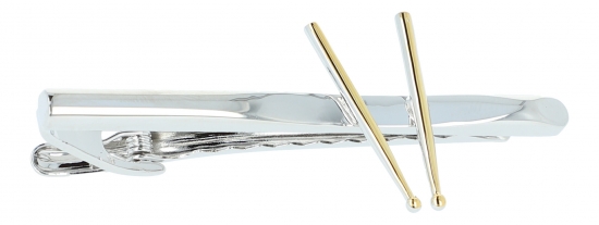 Tie clip, carrier silver plated, drum sticks gold plated