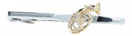 Tie clip, carrier silver plated, tenor horn gold plated