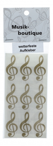 Treble clef stickers, sheet of 9 pieces in black, gold, silver or white - color: gold