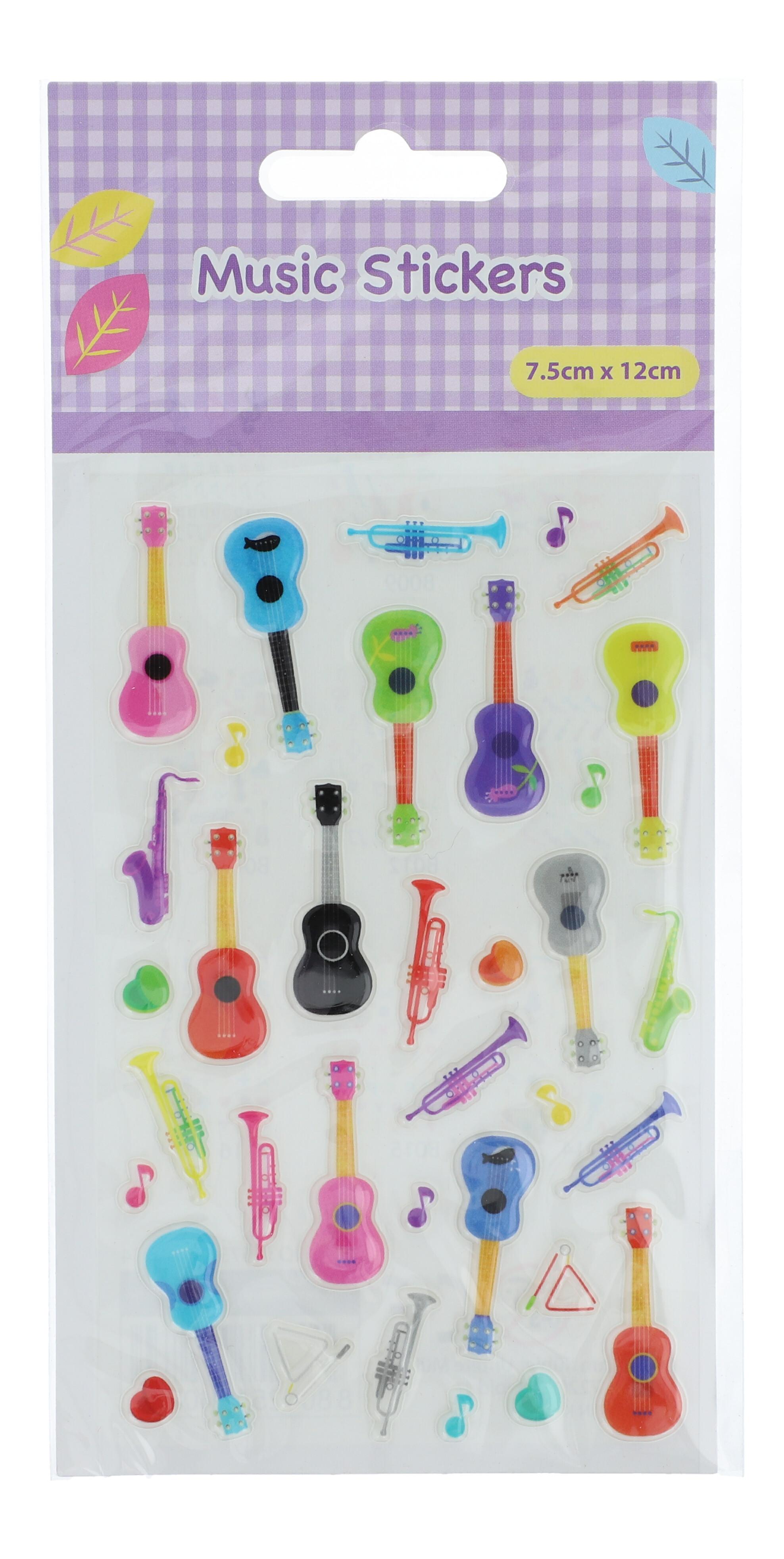 Stickers guitars / instruments 3 colorful