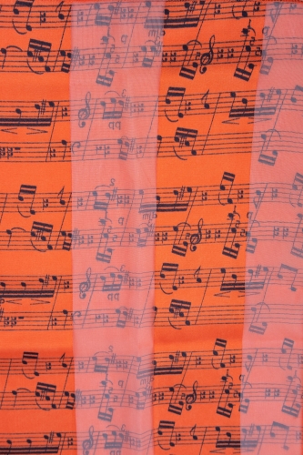 Scarf line of notes, scarf with satin stripes, different colors - color: orange / black
