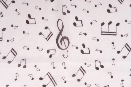 fine scarf with treble clef and notes, different colors - color: white/black