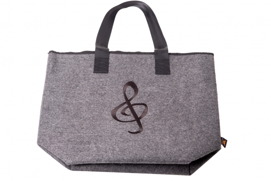 Felt bag treble clef with zip gray / black