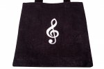 Burlap bag, black, treble clef