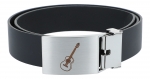 Leather belt with metal buckle, motif concert guitar