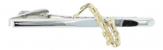 Tie clip, carrier silver plated, saxophone gold plated