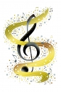 Double card treble clef with golden music band