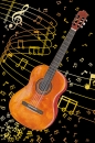 Doppelkarte Gitarre mit rotgoldenen Noten