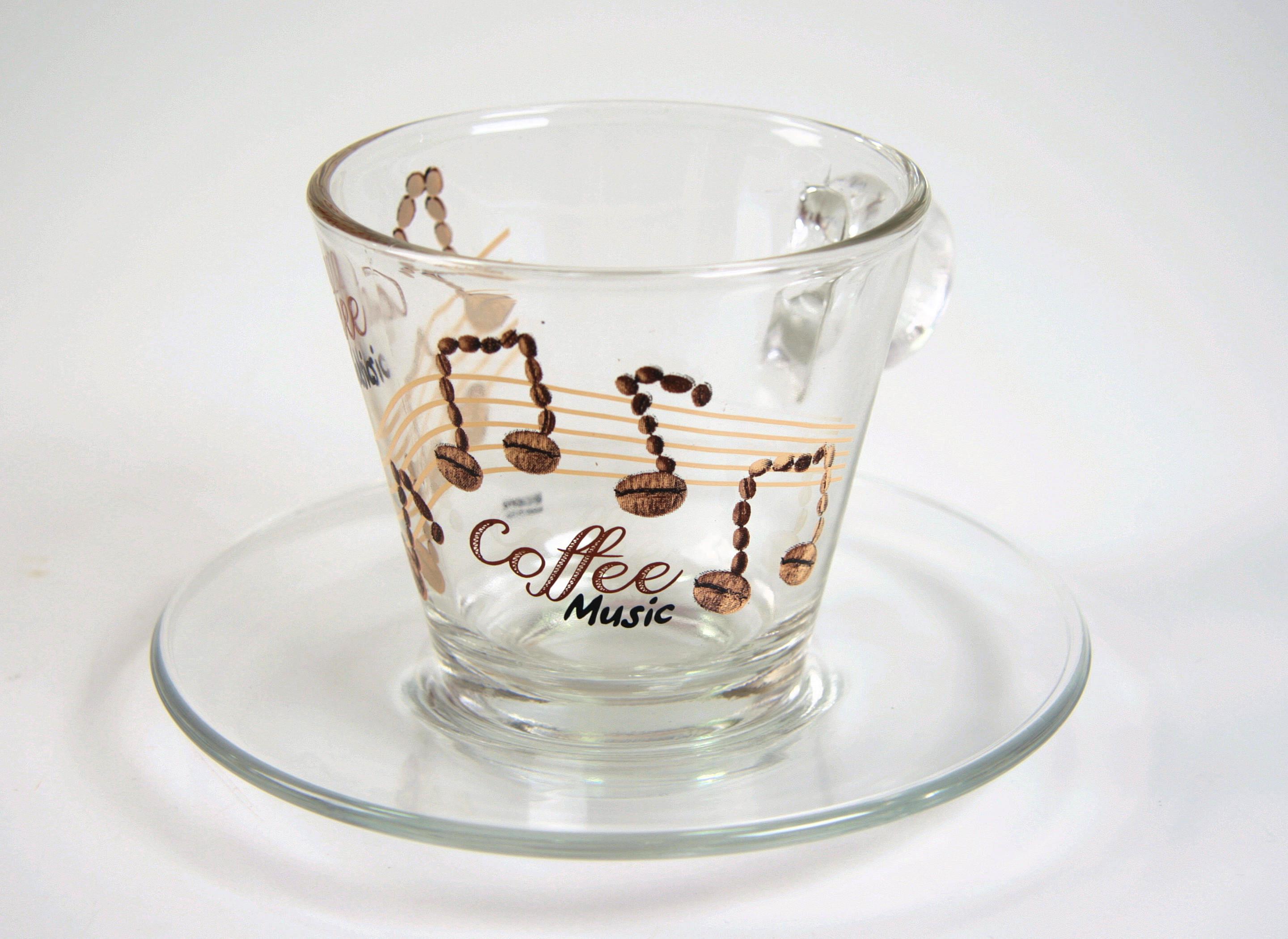 Cappuccino Glass  cup / plate Coffee Music
