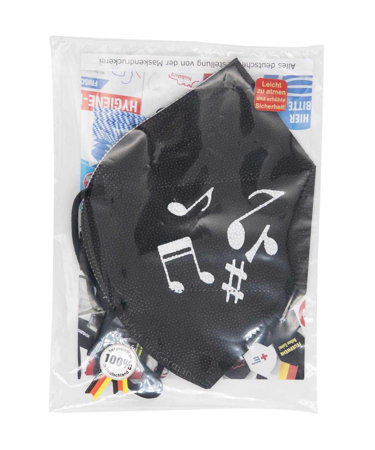 black FFP2-mask with note mix print