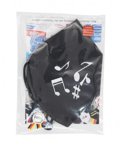 black FFP2-mask with note mix print – color: white