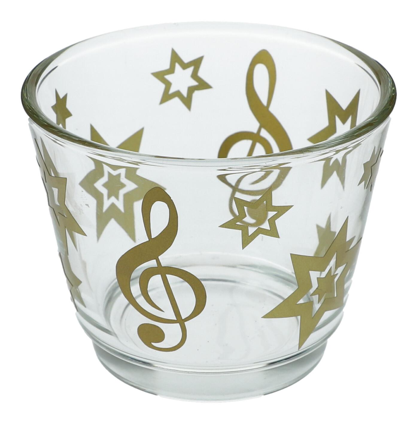 Christmas tealight glass with treble clef and stars, lantern
