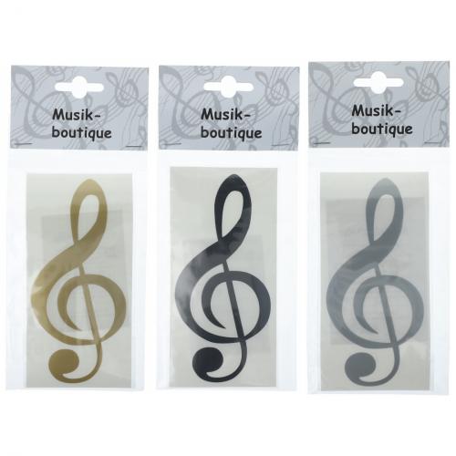Treble clef sticker in black, silver or gold
