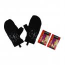 Thermal fleece gloves with musical note motif, short fingers, overflap, two sizes, with heating pad (hotliner)