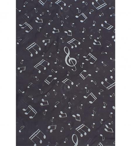 fine scarf with treble clef and notes, different colors - color: black