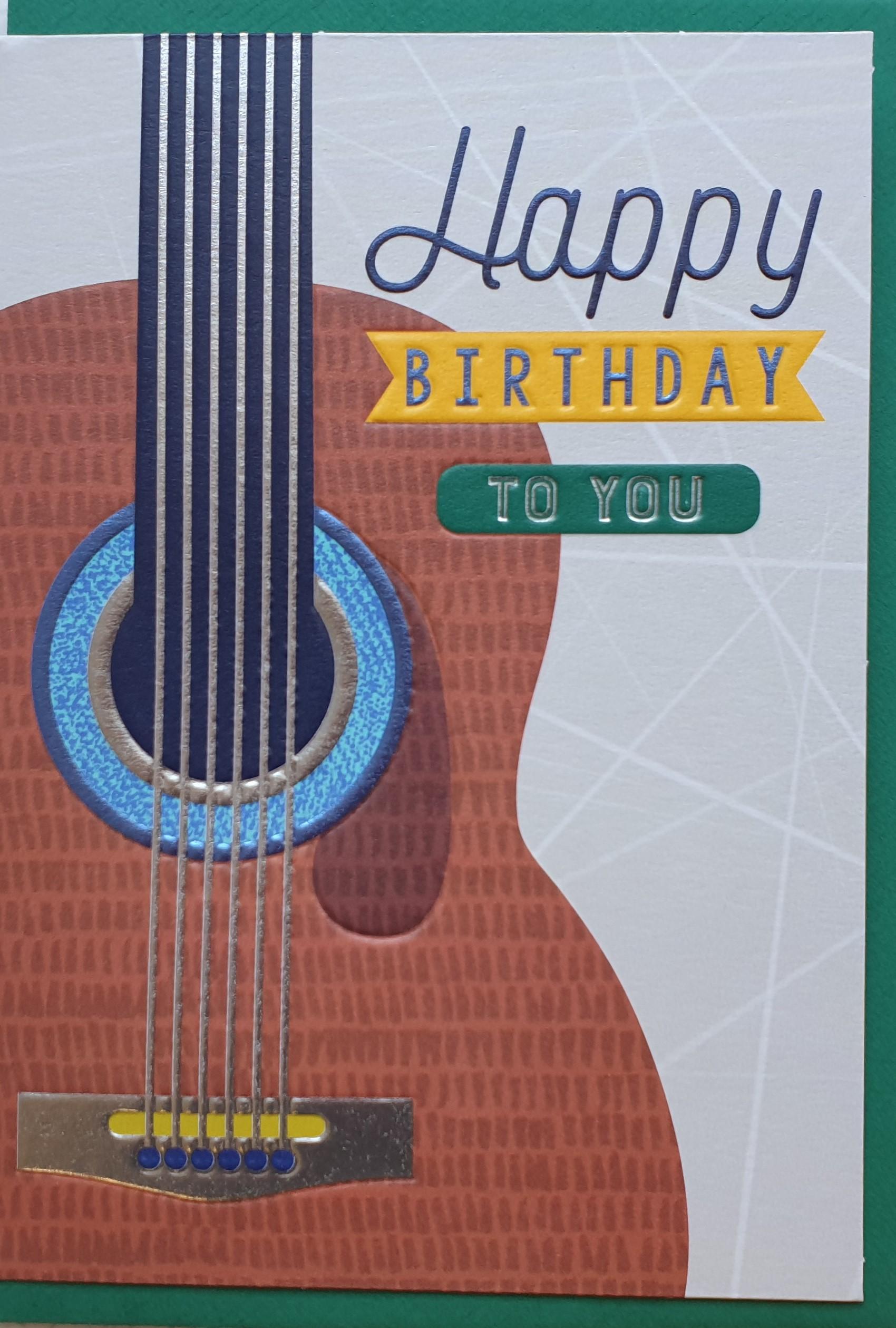 Double card Happy Birthday to you with guitar