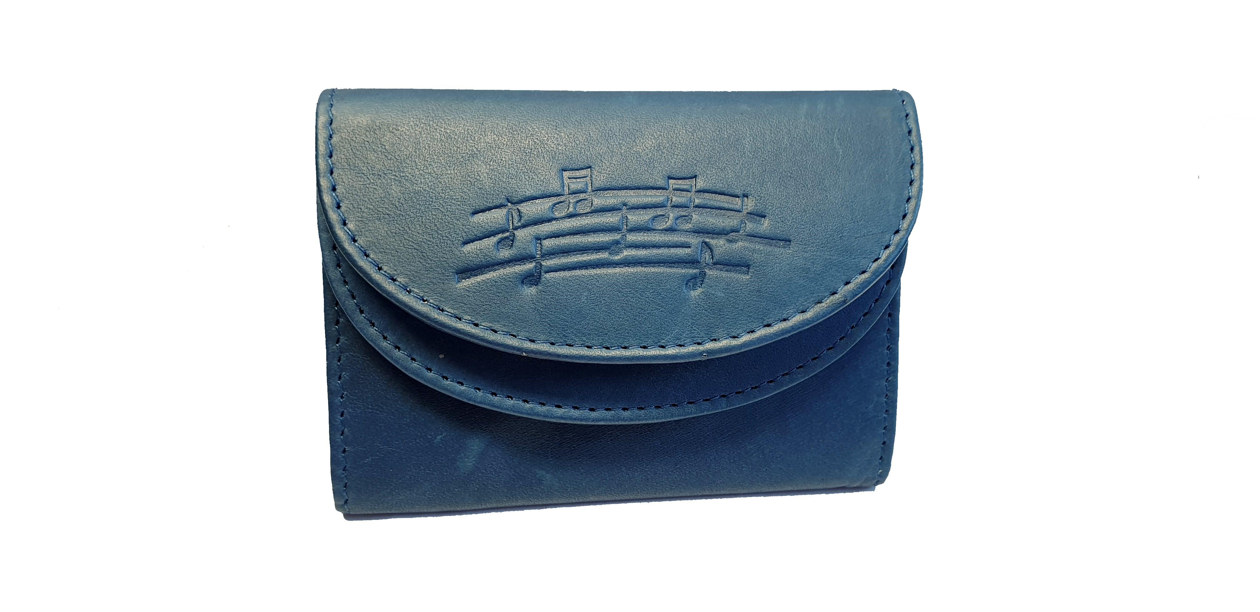 Small leather wallet with music notes
