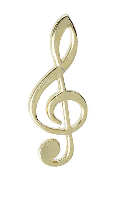 Treble clef pin, gold plated