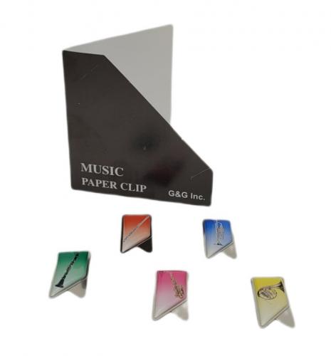 Paper clips with instruments, set of 5, three-dimensional