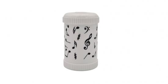 Pencil sharpener round tin mix of notes - color: white