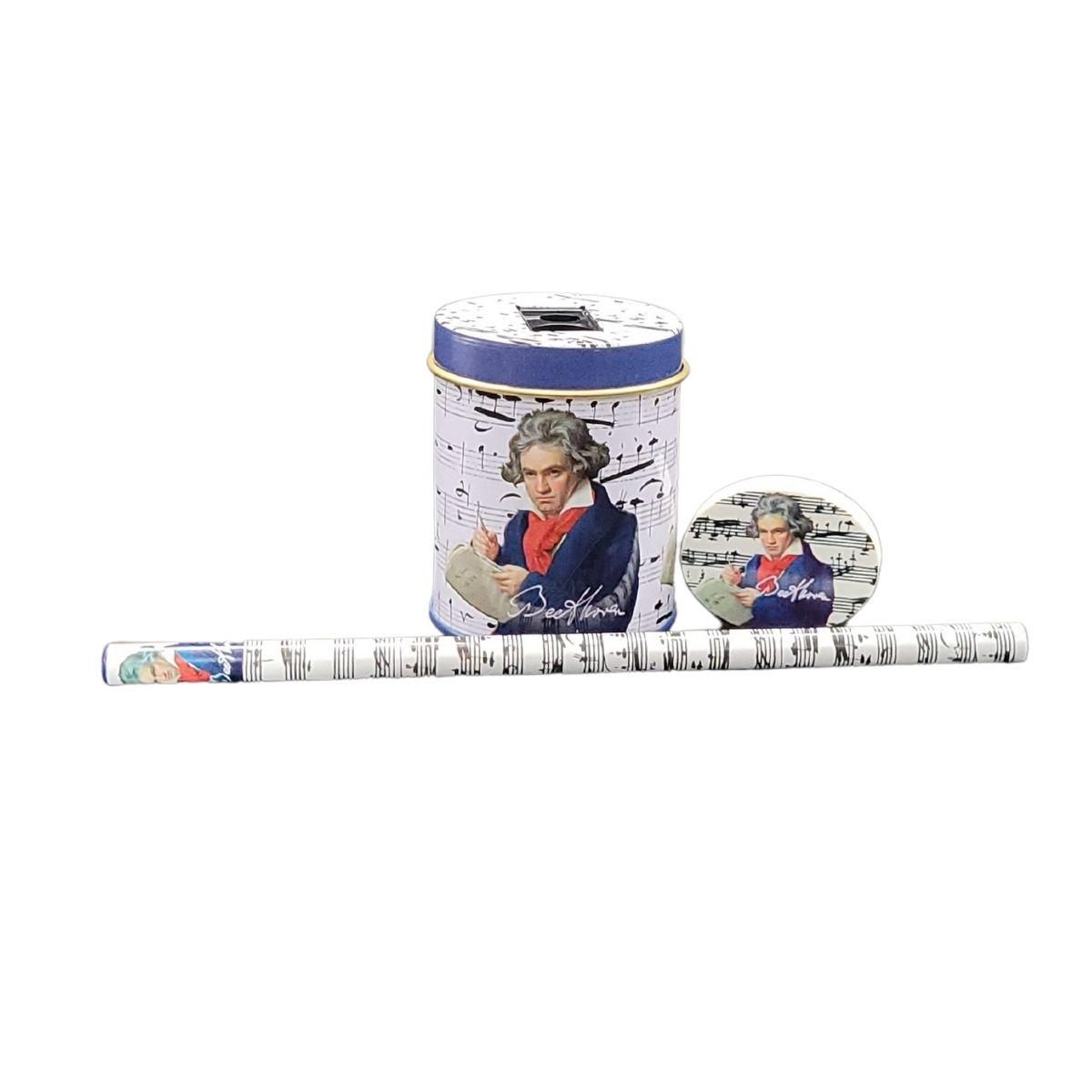 Beethoven writing set with pencil, sharpener and eraser