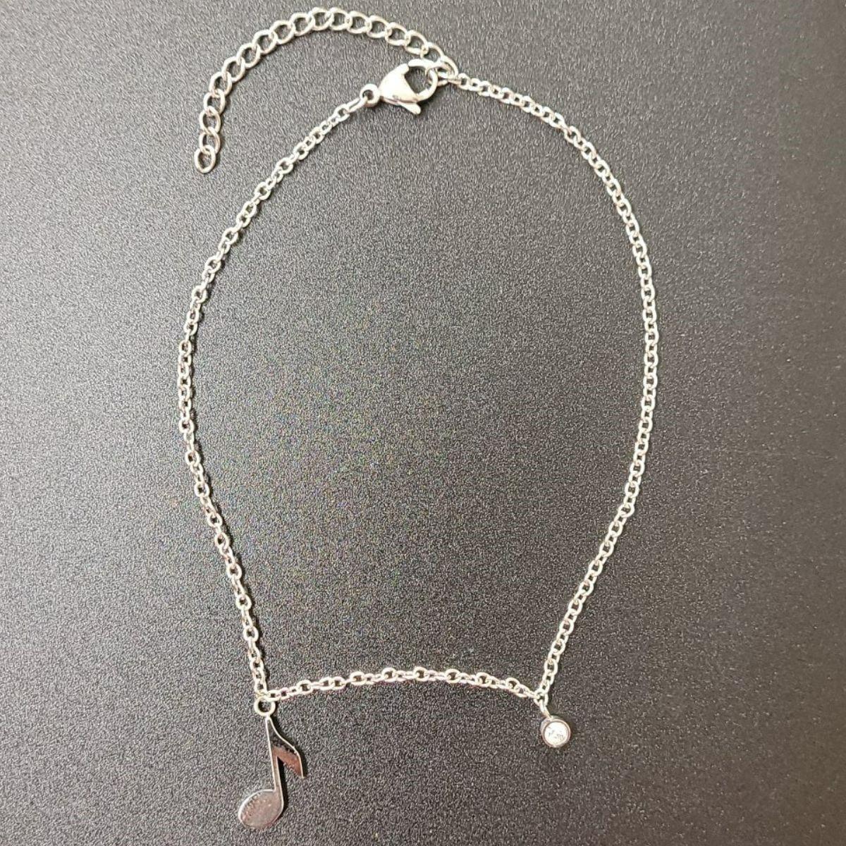 Musical anklet with eighth note and crystal