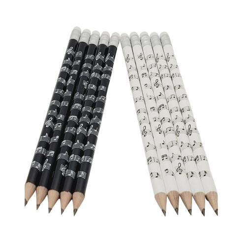 Pencils with eraser printes with staves