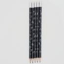 Noten-Mix-Bleistifte mit Radiergummi, Noten, Violinschlüssel, Bassschlüssel  in weiß oder schwarz - Farbe: schwarz
