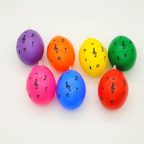 Set of 7 decoration Easter eggs with treble clef and notes, different colors - motif: color 1,bright