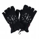 Noten-Motiv-Fleece-Handschuhe, zwei Größen, Kurzfinger, mit Heizkissen - Größe: S/M 