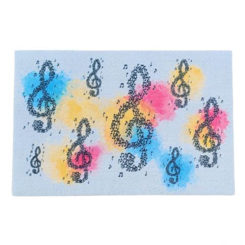colorful doormat with treble clefs and notes