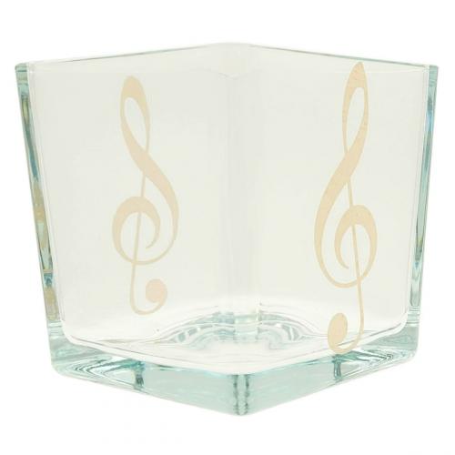 musikalische Glas-Vase mit goldenem Violinschlüssel