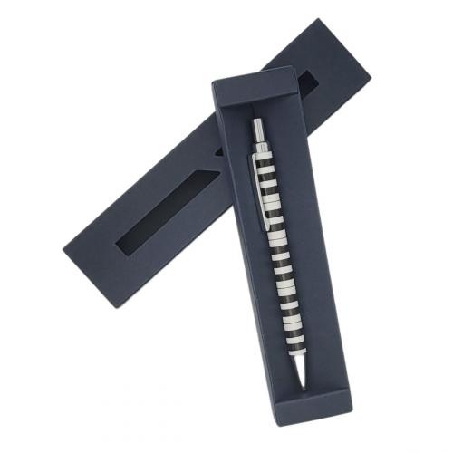 Music design ballpoint pen in dark blue cardboard gift box - design: Keyboard