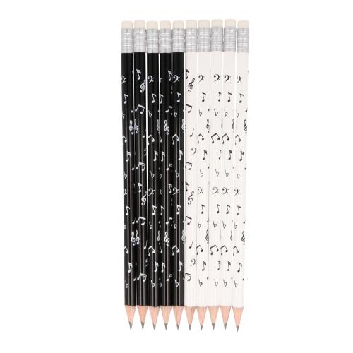 Note mix pencils with eraser, printed with notes, treble clef, bass clef