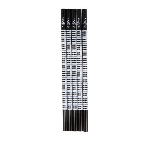 Pencils printed with keyboard and clef, 5 pieces - Color: black
