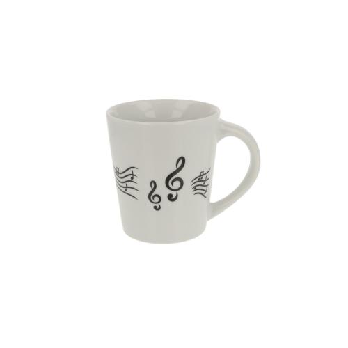 Coffee mug with musical notes and various instruments - motif: treble clef