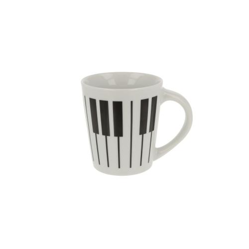 Coffee mug with musical notes and various instruments - motif: keyboard