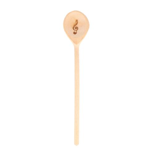Mini wooden spoon with laser-engraved treble clef, made of beech wood