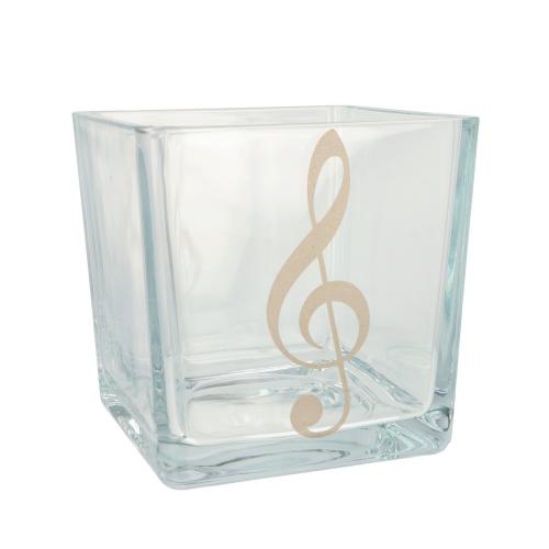 musical glass vase with golden treble clef