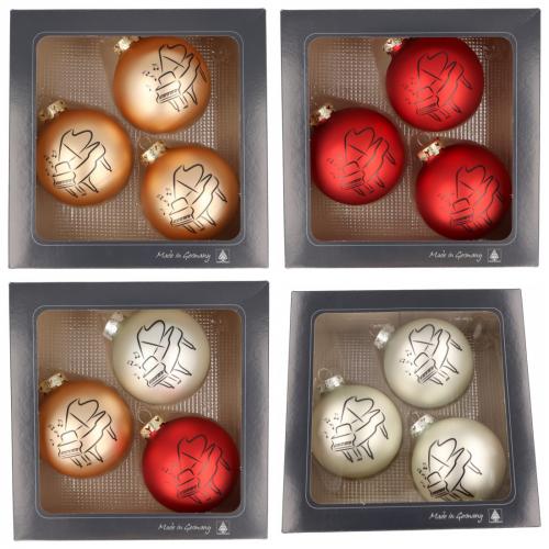 Set of 3 Christmas baubles with piano print, various colors