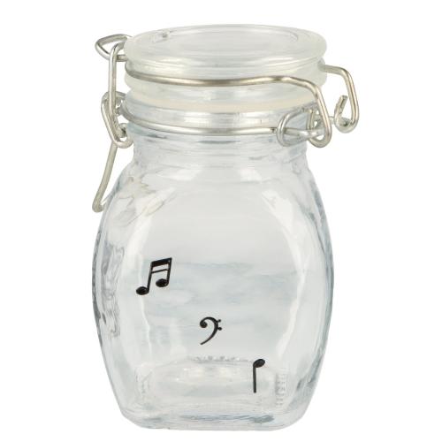 Mini storage jar with various instruments in black - motif: drums