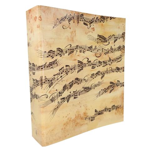 musical staves folder, cream with black notes