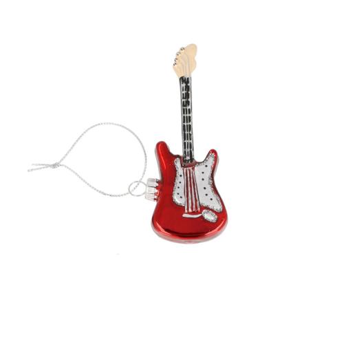 Glass ornament red electric guitar, mouth-blown and hand-decorated