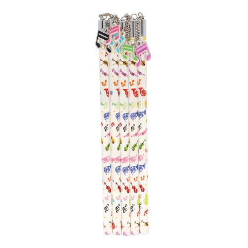 Pencils in white with a colorful mix of instruments and colorful sixteenth note tags