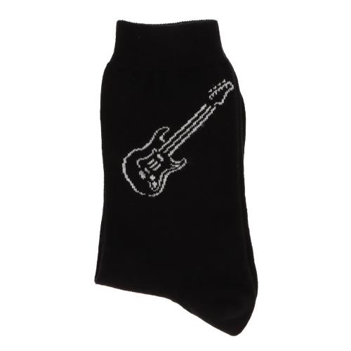 Socks with woven-in white electric guitar, music socks - Size: 39/42