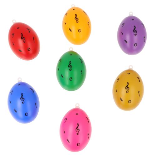 Set of 7 decorative Easter eggs with treble clef and notes, various colors - motif: colorful 3, dark