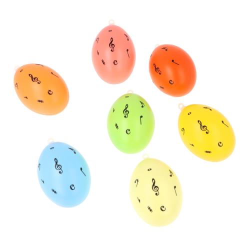 Set of 7 decorative Easter eggs with treble clef and notes, various colors - motif: colorful 4, bright
