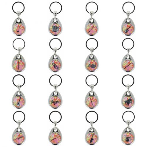 colorful key pendants with a magnetically held shopping chip
