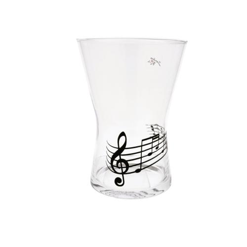musikalische Glas-Vase mit schwarzem Violinschlüssel und Notenlinie
