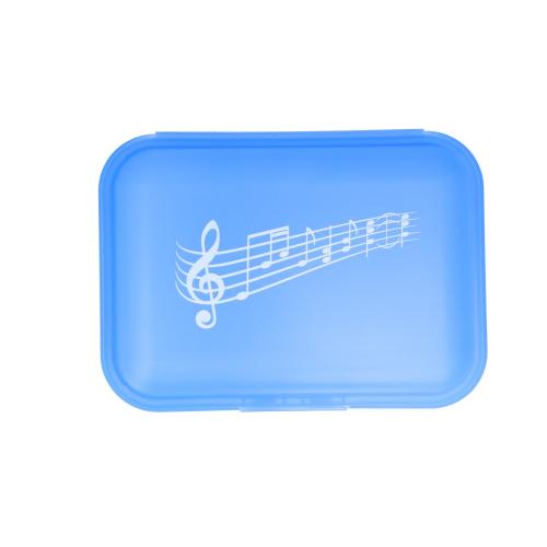 Lunch box with click closure and music print, 3 colors - Color: blue